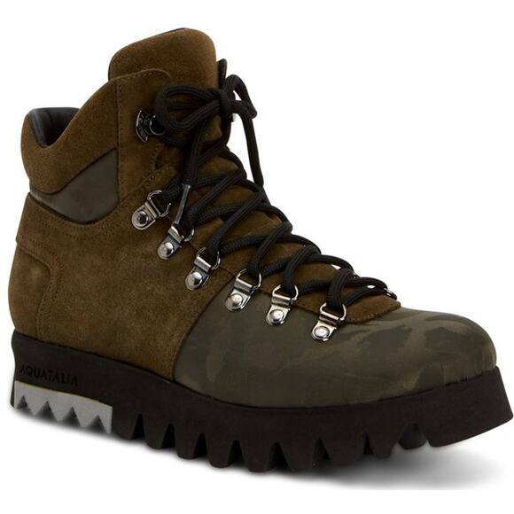 Aquatalia Darya Boots Camo Suede Leather Lace Up Weatherproof Ankle Camouflage - Picture 1 of 12